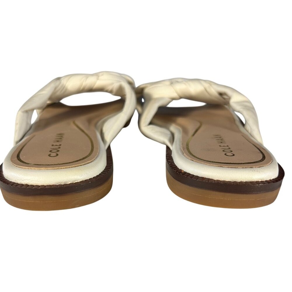 Cole Haan Womens 9.5 Narrow Anica Lux Ivory Knotted Slide Sandals Leather Upper - Picture 4 of 8
